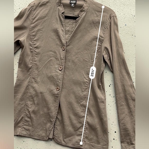 Eileen Fisher Taupe Collarless Button Front Jacket Women’s Small Minimalist Chic - Picture 11 of 14